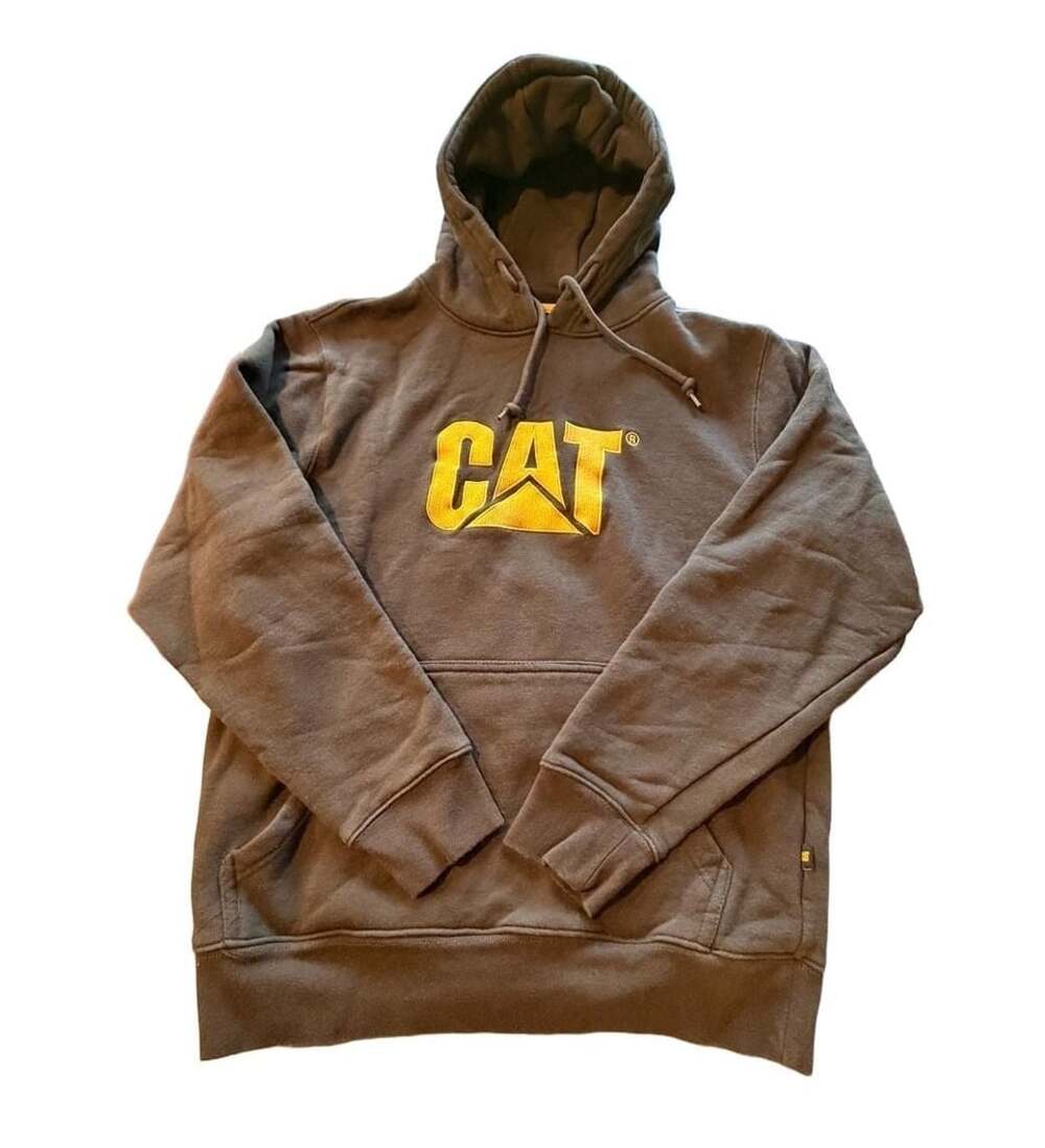 Caterpillar CAT Hoodie Size M Brown Logo Pullover Sweatshirt